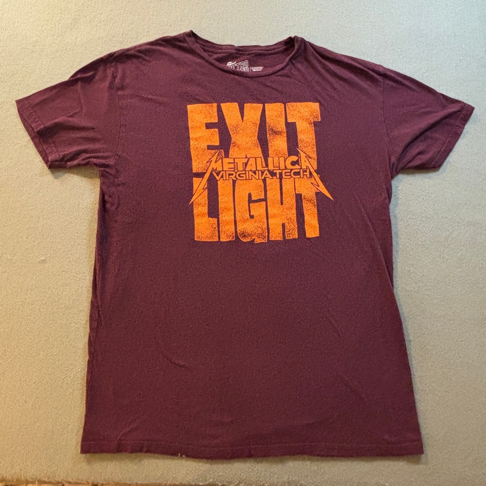VT Virginia Tech Metallica Concert Enter Sandman T-Shirt Mens L Maroon